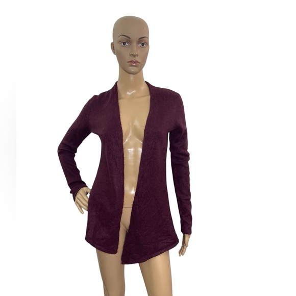 41 Hawthorne Women’s Size M Long Sleeve Open Front Burgundy Cashmere Cardigan - Picture 1 of 5